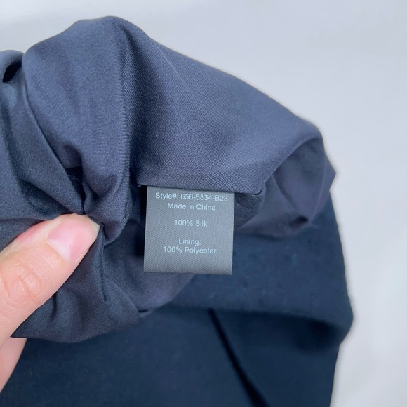 Jenni Kayne Rove Dress Silk Navy Blue Midi Dress Pockets Textured Classic Small - Picture 9 of 12